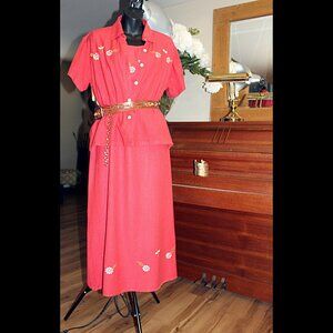 Vintage Embroidered Summer Tunic Dress 2 PC Set